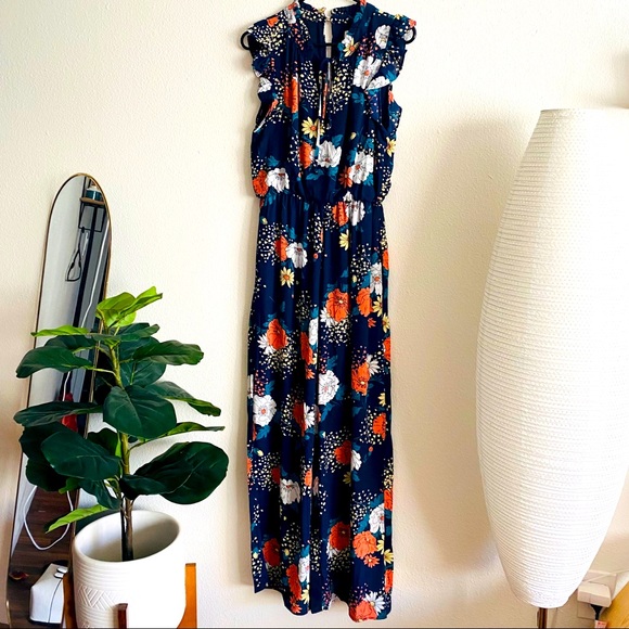 Sienna Sky Pants - Floral/Navy Wide Leg Jumpsuit